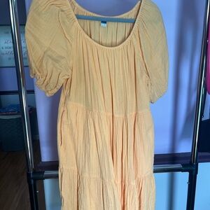 Old Navy | Dresses | Old Navy Peach Tiered Puff Sleeve Midi Dress | Poshmark